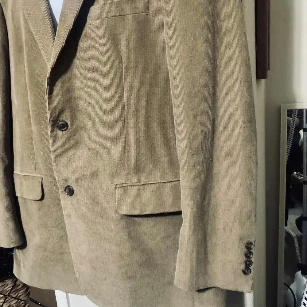Joseph & Feiss Sport Coat Mens 44XL Tan Corduroy Preppy Blazer Jacket Long